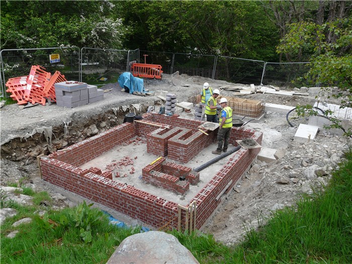 Cable trench brickwork for the sub-station now complete 8 June 2015