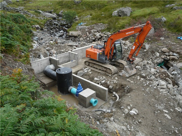 The Tank and pipework are installed and the anchor block cast 22 Aug 2015