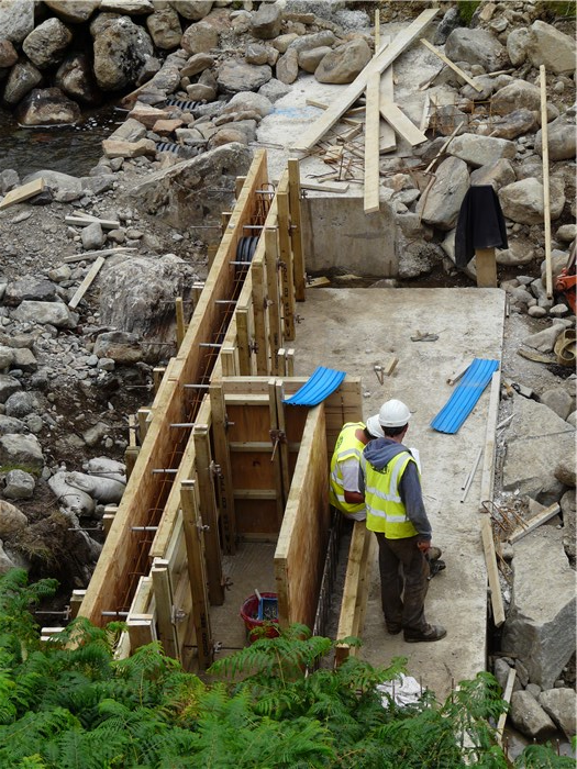 Shuttering for the weir wall in place 11 Aug 2015