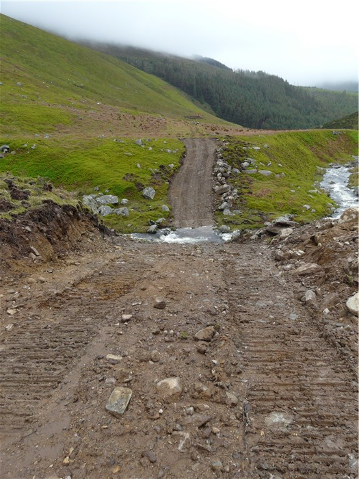 Temporary track across Afon Anafon 2 June 2015