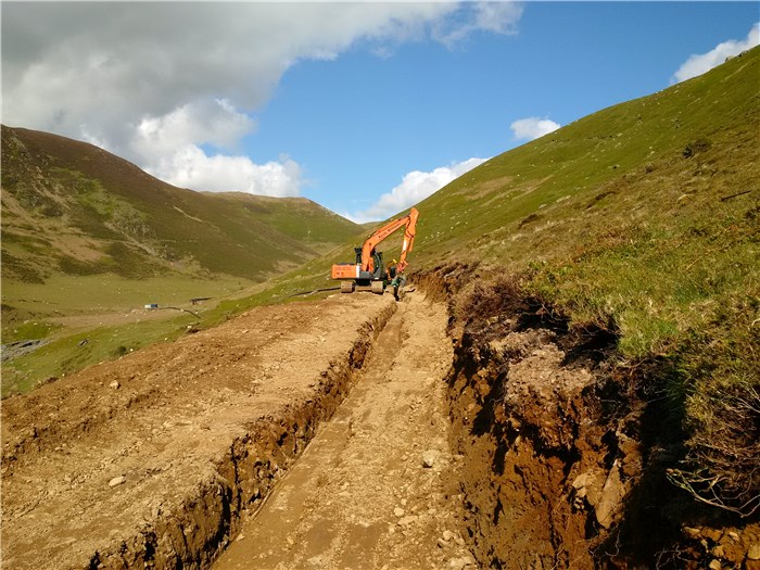 The trench for the first 130m of pipe is open 3 June 2015